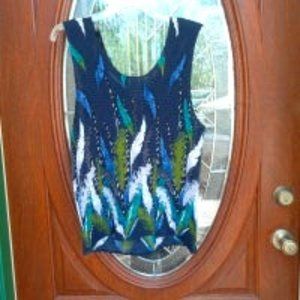 Liz Baker Blue Rippled Top Size PXL